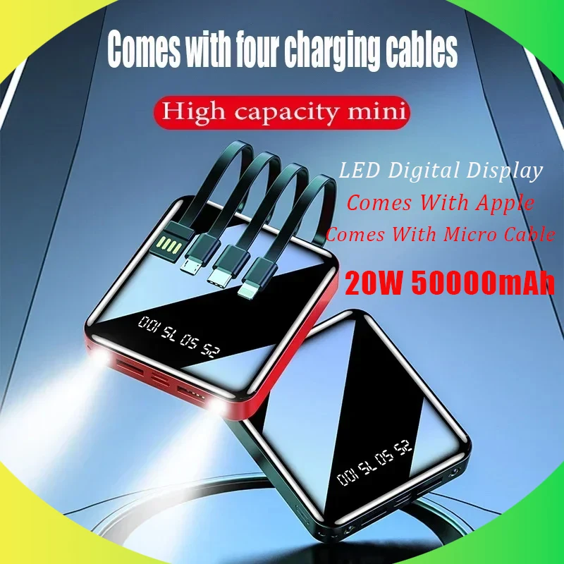 Nuovo Mini Power Bank 50000Mah Caricabatterie Portatile Super Veloce Batteria Esterna Per Xiaomi Iphone Samsung Power Bank Display Digitale