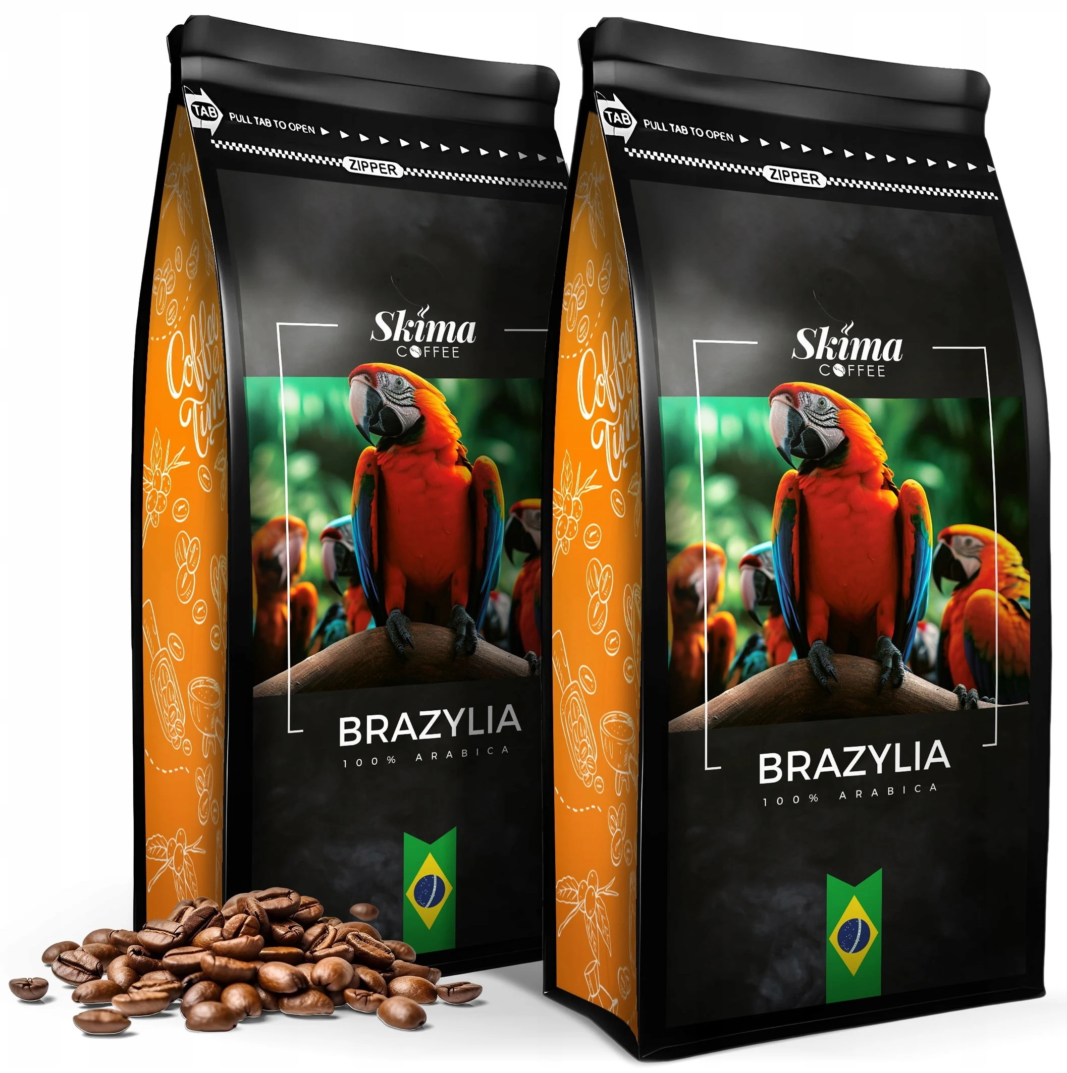 Kawa ziarnista 2x1kg BRAZYLIA 100% ARABICA Świeżo Palona z Polski za $24.73 / ~92zł - LowcyChin.pl