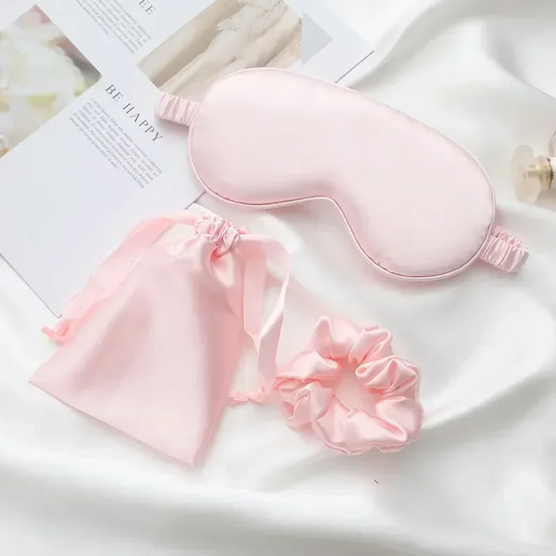 Luxurious Women's Silk-Inspired Sleep Mask Set - 3-Piece Comfort Eye Shades for Restful Travel & Relaxation