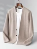 CHICUU Autumn Winter Men Cashmere Sweater Coat Basic V-neck Cardigan 100% Merino Wool Knitwear Smart Casual Jacket Korean Tops 1