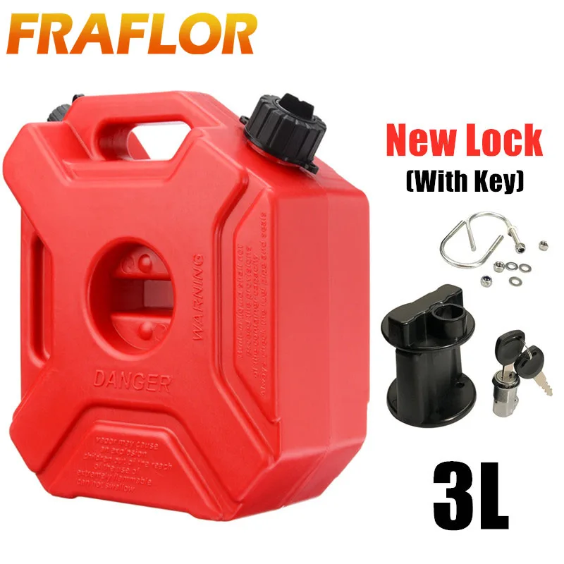 Motorcycle Black Red 3L Backup Jerry Can Gas Fuel Tank Plastic Petrol Car Spare Container Gasoline Petrol Tanks Canister ATV UTV