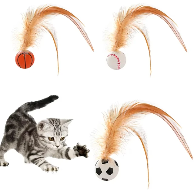 Cat Interactive Ball Toys Interactive Bouncy Ball with Feathers Cat Toys for Indoor Cats and Kittens Cat Interactive Ball Toys Interactive Bouncy Ball with Feathers Cat Toys for Indoor Cats and Kittens