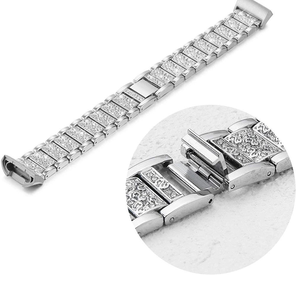 Bling Diamond Bands for Fitbit Charge 3 Bracelet Women Stainless steel Strap Wrist Band for fitbit charge 2 Accessories