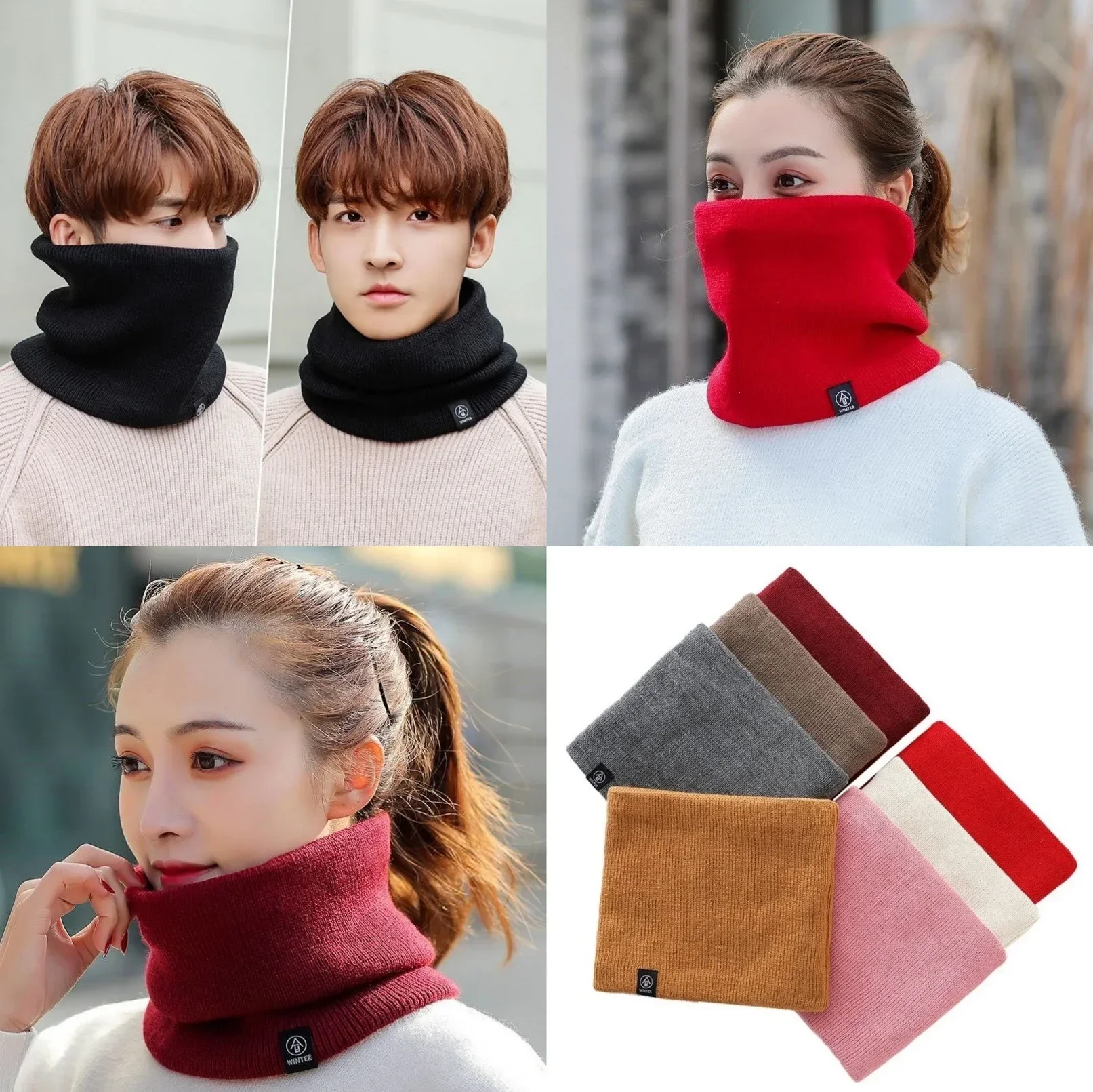 Fashion Soft Knitted Neck Warmer Sports Scarf Women Men Face Cover Winter Skating Running Hiking Cold-proof Collar