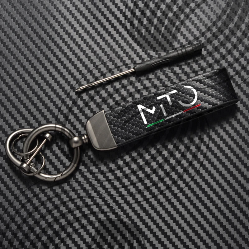 Carbon Fiber Leather and Zinc Alloy Keychain with Logo - Premium Car Accessory