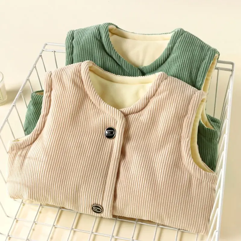 

[Fleece-Lined Thickening] Winter New Infant Waistcoat Vest Children Warm Vest Men and Women Kids' Overcoat