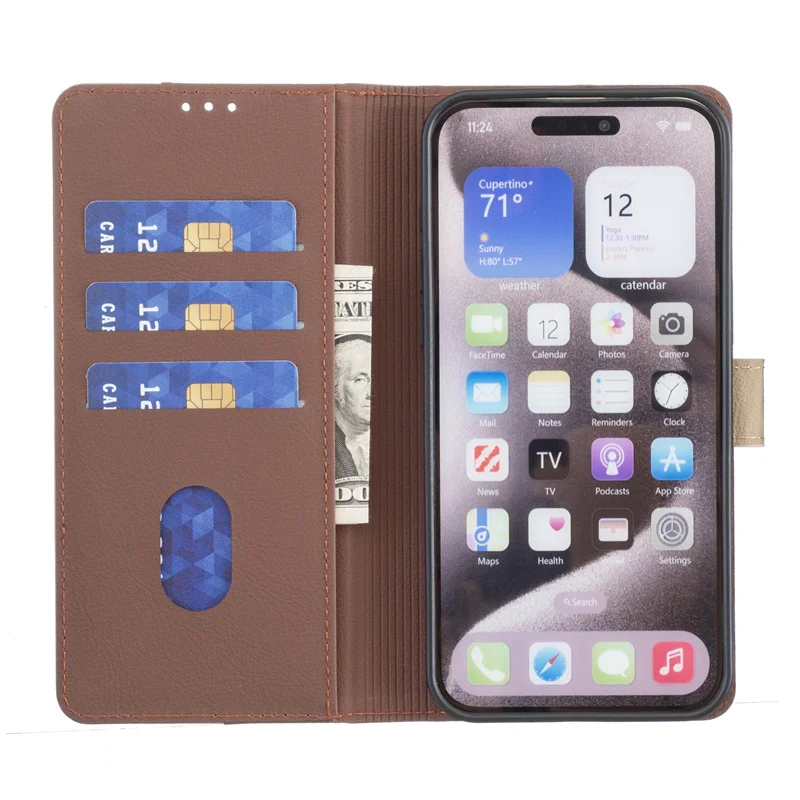 Color Block Leather Flip Phone Case with Card Slots -  Moto Edge 50 Neo