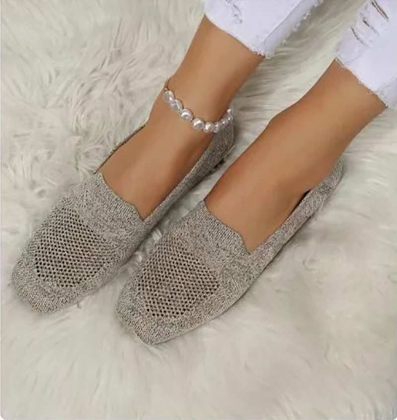 Large Size Square Toe Flat Single Shoes Women's Non-slip Breathable Sneakers Fashion Simple Women's Wedges