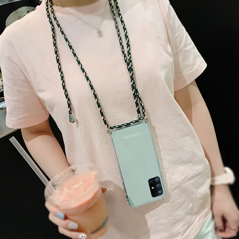 Versatile Shockproof Phone Case with Adjustable Strap Cord Chain - Soft Protective Lanyard