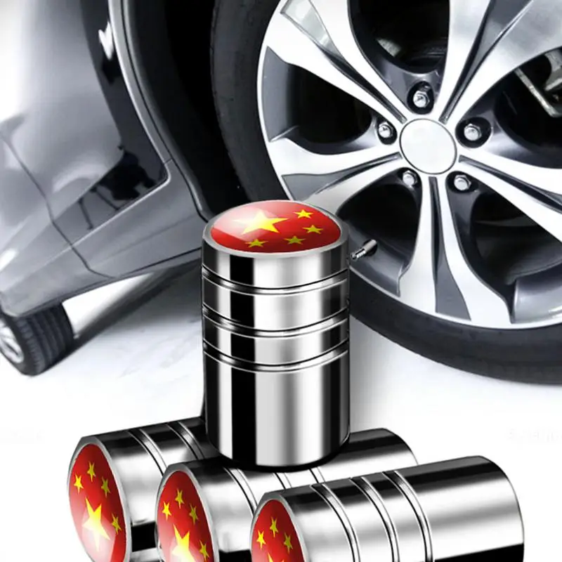 Car Tire Valve Caps 5Piece Metal Stem Caps Tire Valve Waterproof Dustproof Stem Covers Leak-Proof Motorcycle Accessories