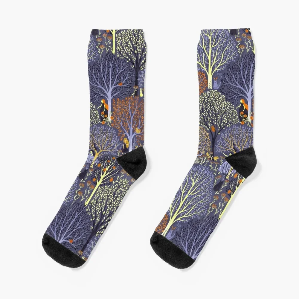 

Magical Forest in blue Socks custom hip hop custom sports loose Socks Women Men's