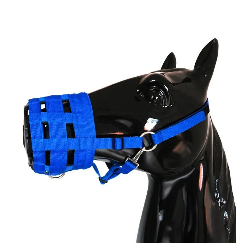 Nylon Horse muzzle With Adjustable Horse Halter Collar Overeating Prevention Harness Horse Cribbing Stall Chewing 3