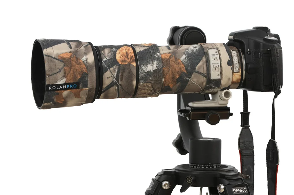 Rolanpro linse camouflage coat regenschutz für canon ef 400-4,5mm f2.6-1.0l ist usm linse schutzhülle pistolen hülse – Detail 4