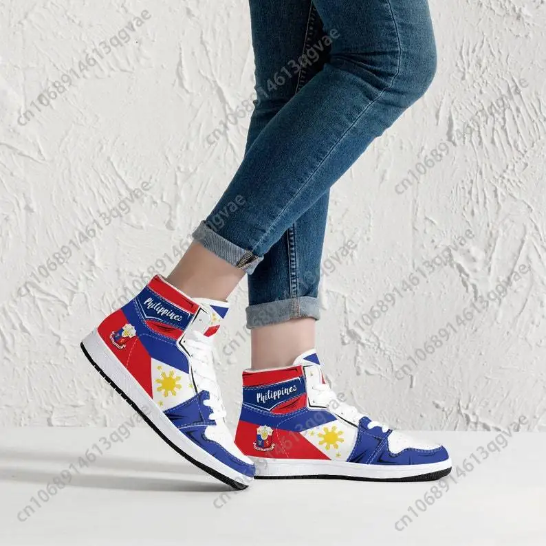 Philippines Flag Premium High Tops Basketball Sneakers Print Design Woman Man Holiday Party Matching Customized DIY Dropshipping 3