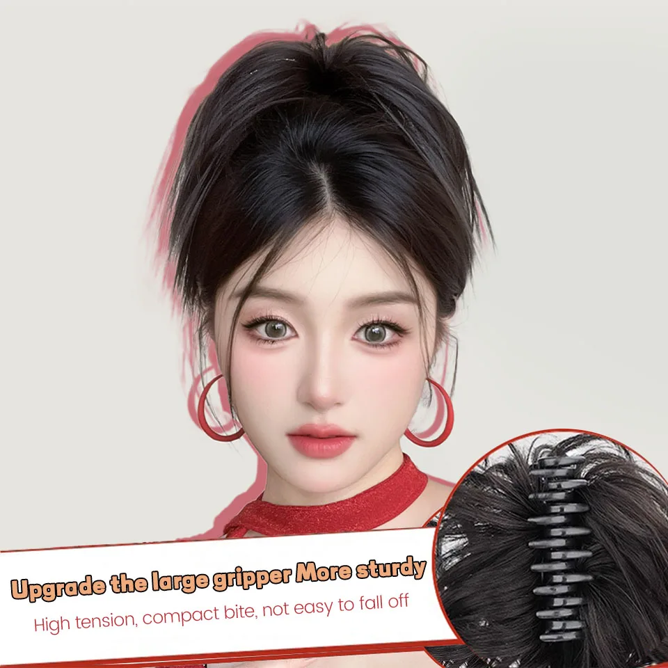 Synthetic Hair Short Straight Chignon Ponytail Clip for Women