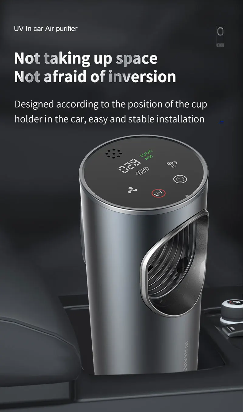 Air purifier for Cars Vehicle Sterilizer UVC Negative ions Ozonizer Portable Air Disinfectant Car Interior Cleaner Deodorant
