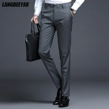 Top Grade New Brand Fashion Straight Suit Pant Office Trousers For Men Dress Pants Relax Fit Business Trousers Men's Clothing 1