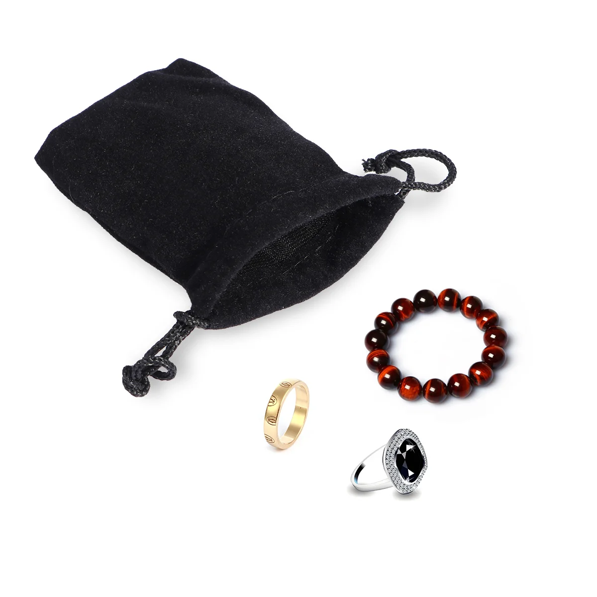 

9*7cm Drawstring Jewelry Pouch Storage Bag - 75 pcs/set (Black)