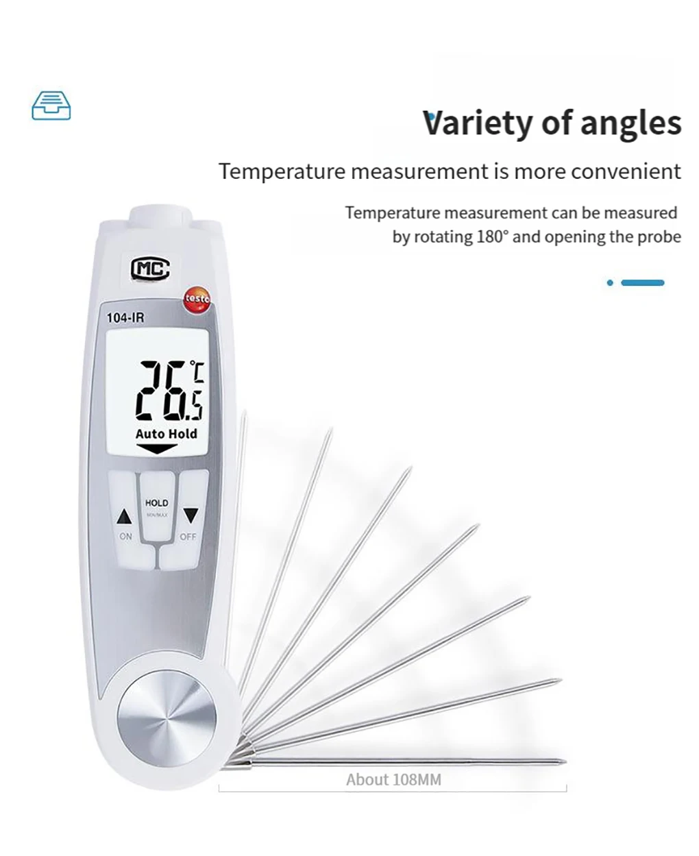 Testo 104-IR Folding Food Thermometer Multi-purpose Infrared and Penetration Pro