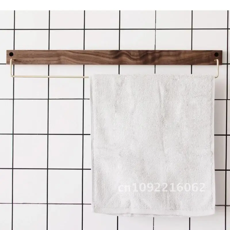 Household Brass Hook Coat Accessories Bathroom Stand Towel Rack Hanging Backdrop Hanger Walnut Decoration Wood Simple Beech Room