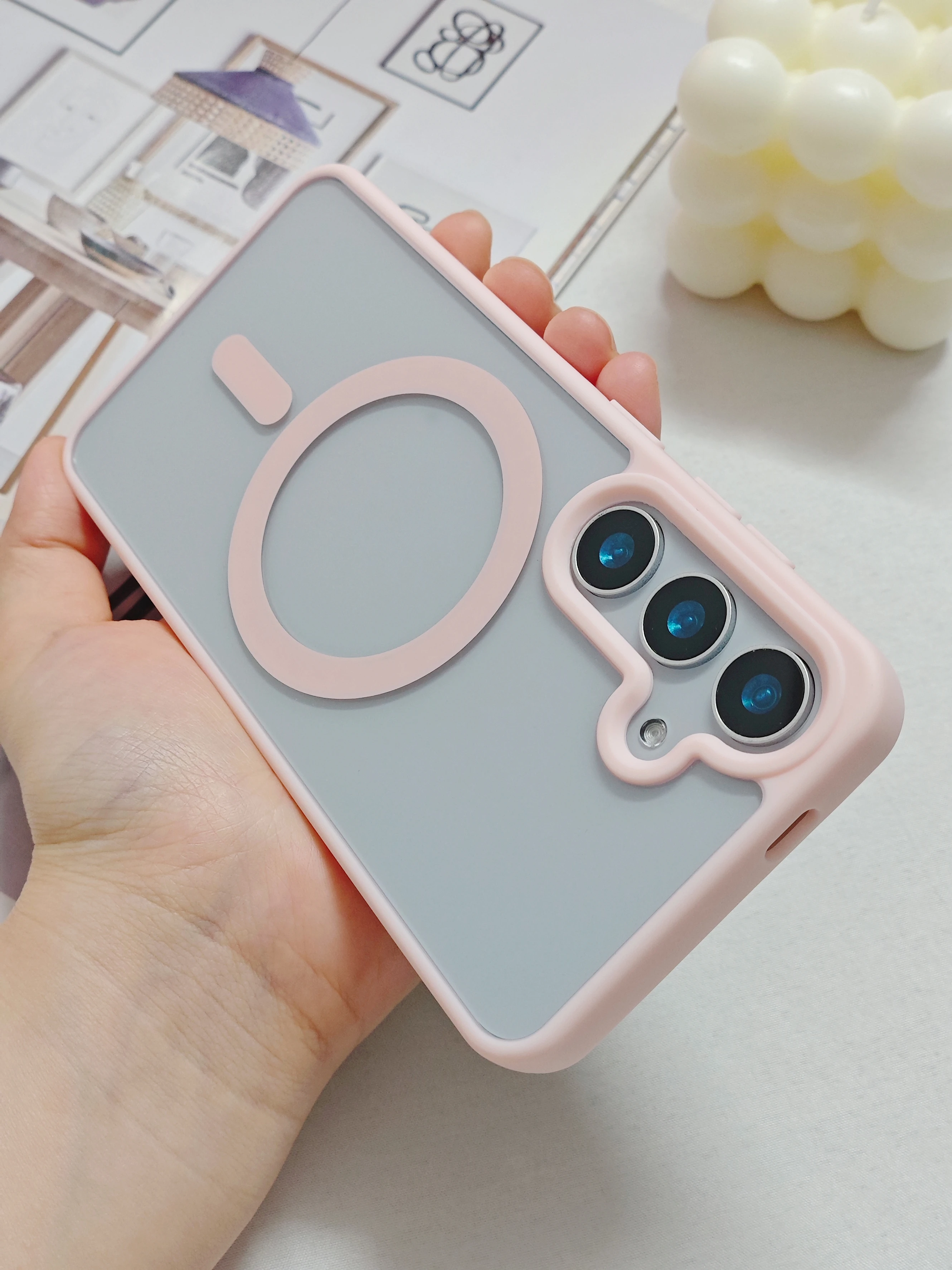 Vibrant Macaron Magnetic Clear Case with MagSafe Compatibility