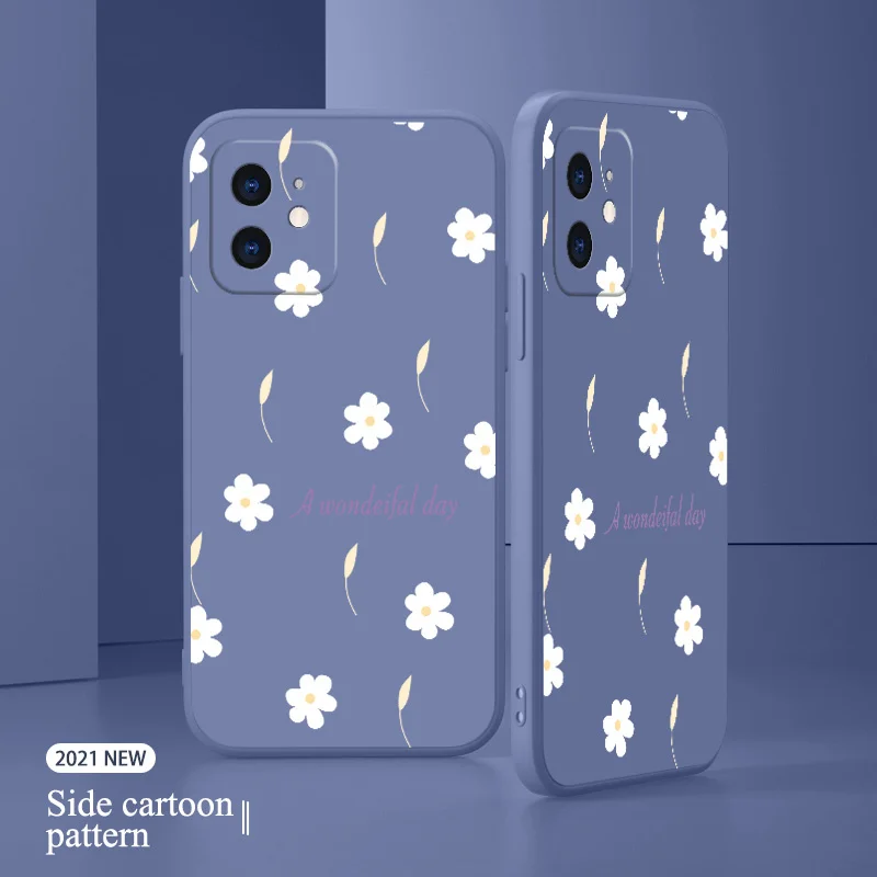 Literary Flowers Case For iPhone 11 13 Pro Max Mini 11 Pro Max X XR XS MAX SE2020 8 7 Plus 6 6S Plus Soft Silicone Phone Cover belt pouch for mobile phone Cases & Covers