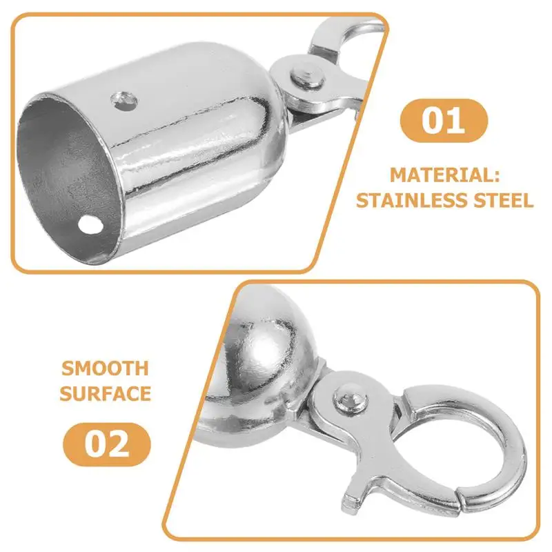 2PCS Gold Rope Hanger Bell Hooks - Stainless Steel Rope End Snaps For Velvet Rope Barriers & Retractable Cordon Systems