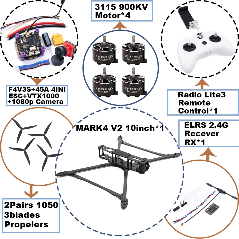 ตัวเลือกสินค้า ชุดควบคุมโดรน FPV คาร์บอนไฟเบอร์ สำหรับบิน Freestyle