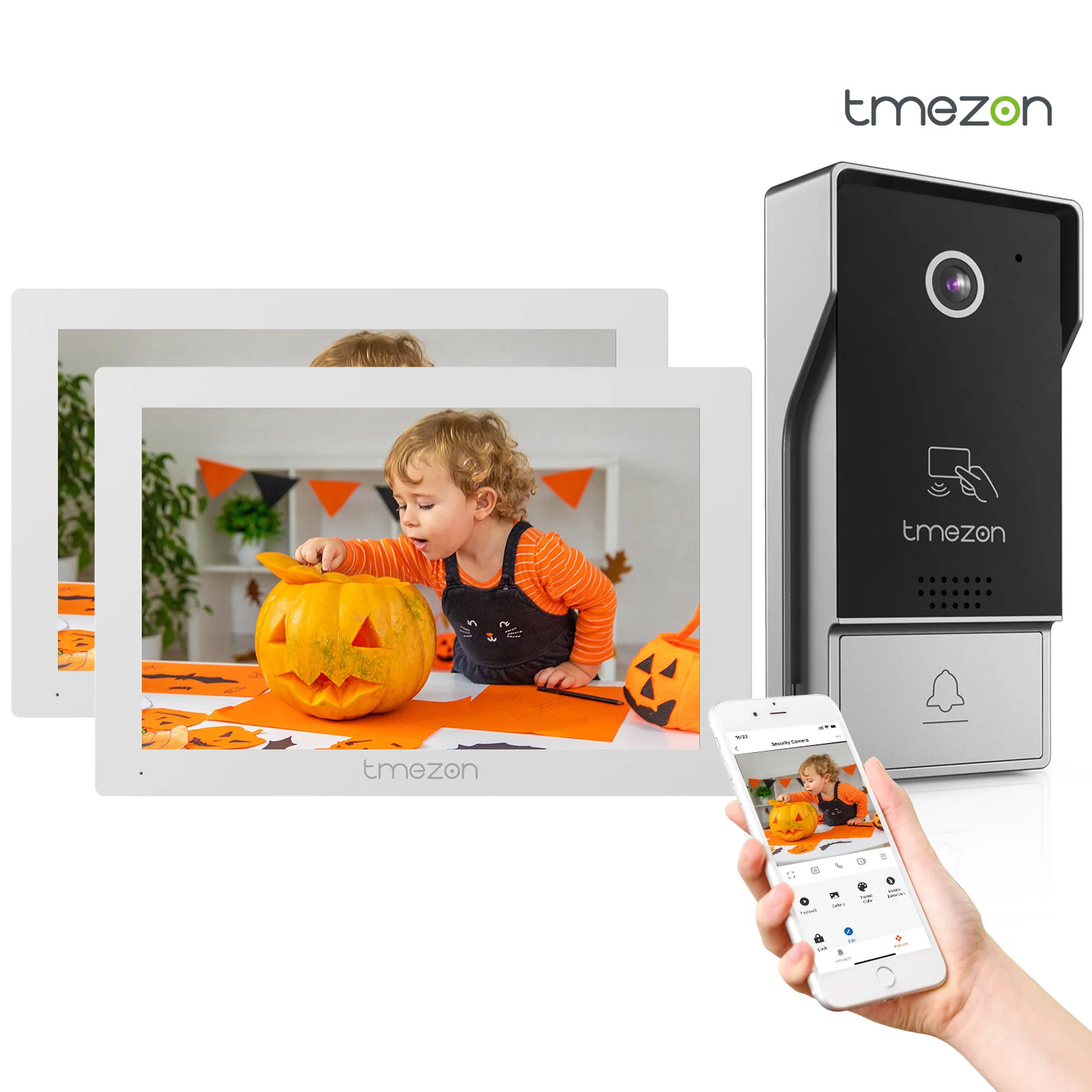 TMEZON 7 pouces Tuya App 1080P Wifi système d'interphone vidéo intelligent avec sonnette filaire APP/mot de passe/carte balayage écran tactile