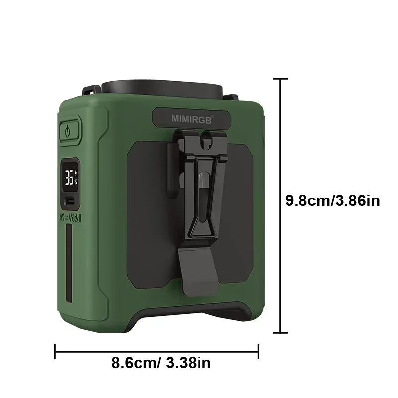 Portable Waist Fan 10000mAh with Power Bank LED Lighting Hanging Neck Fan 5 Speed Strong Airflow Cooling Fan for Outdoor Working