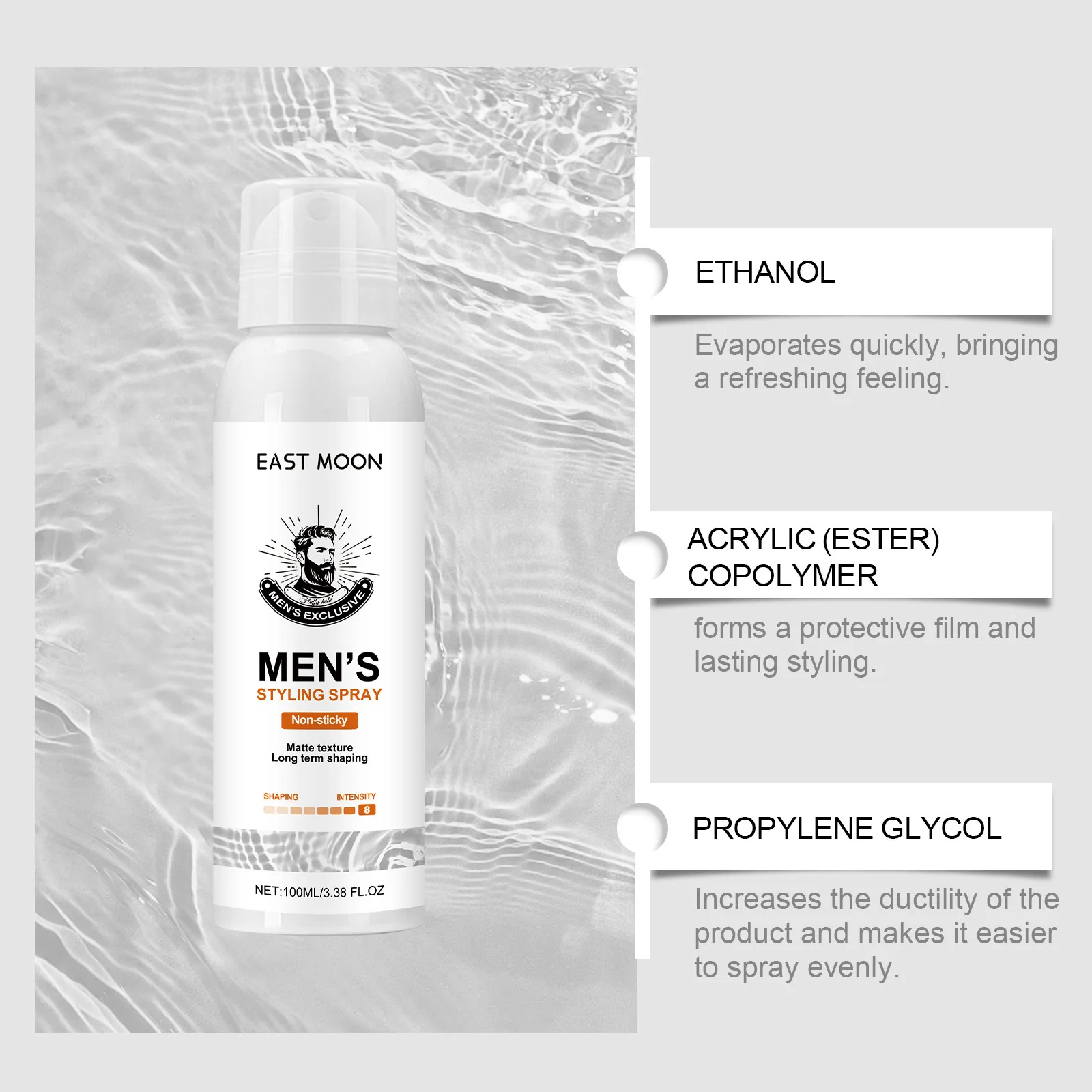 Ease Moon Matte Fluffy Hair Styling Spray for Men Strong Hold Increases Volume More Thickening Keep Refreshing Hair Shaping Oils