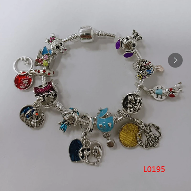 thumbnail image 1 of Pulsera con dijes de oso de Winnie the Pooh para mujer, brazalete con colgante de Piglet Eeyore para niña, cuentas de Anime de Disney para fabricación de joyas, 1 of 5