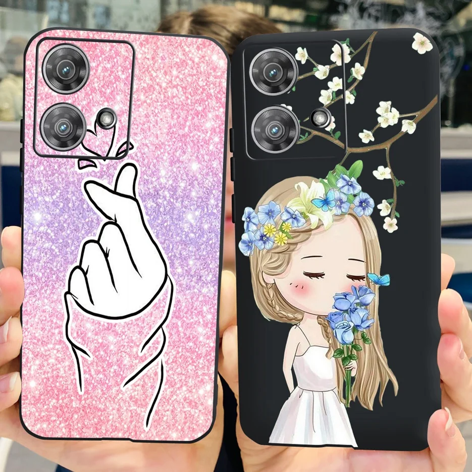 Cute Cat & Butterfly Soft Silicone Phone Case for Motorola Edge 40 Neo - Stylish Protective Back Cover