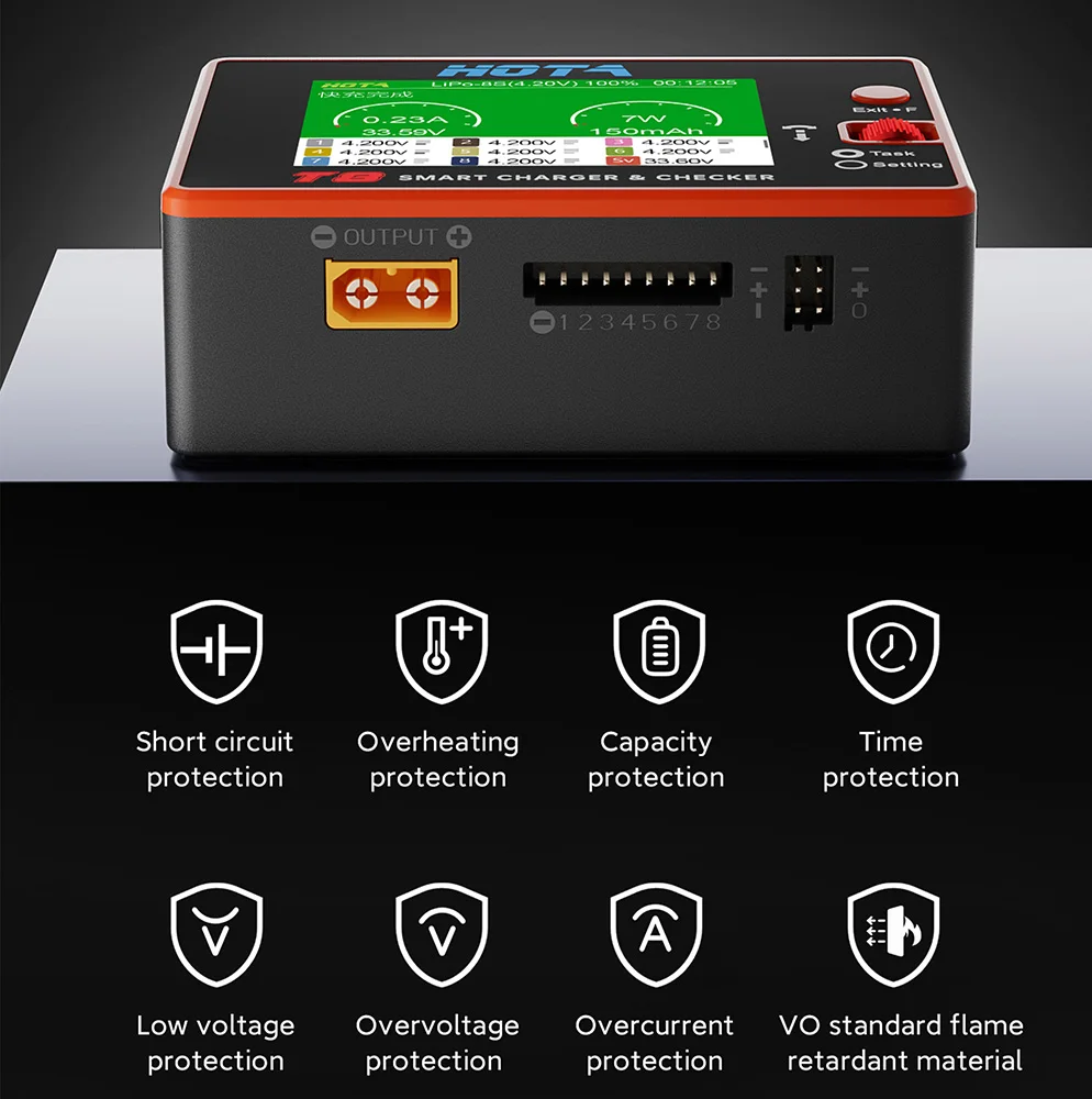 HOTA T8 Smart Balance Charger 1-8S Lithium Battery FPV Drone 22A Current 650W thumbnail 6