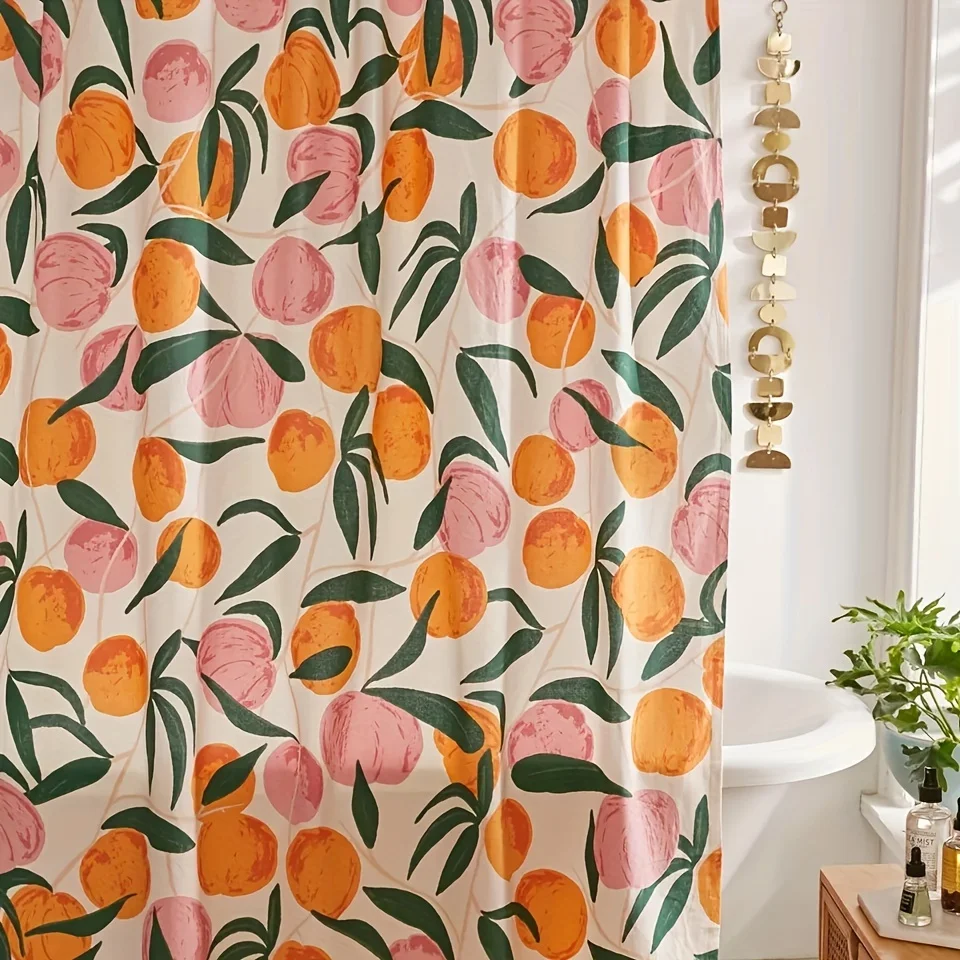 Orange Apple Shower Curtain Hooks Decorate Bathroom Shower Curtains