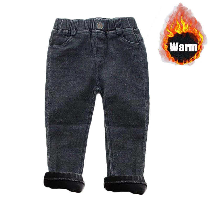 Baby Kids Spring Autumn Winter Thick Warm Jeans With Fleece For 1-7 Years Boys Girls Casual Denim Pants Kids Children Trousers 2
