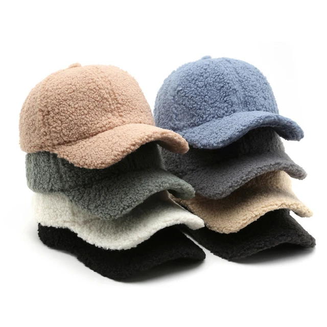 Winter Warm Lambs Wool Plush Sherpa Baseball Cap for Men Women Fitted Caps  Trucker Hat Gorras