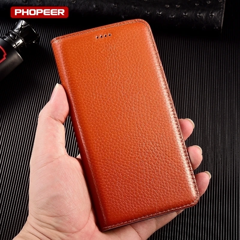 Genuine Leather Flip Wallet Cover - Premium Protective Case