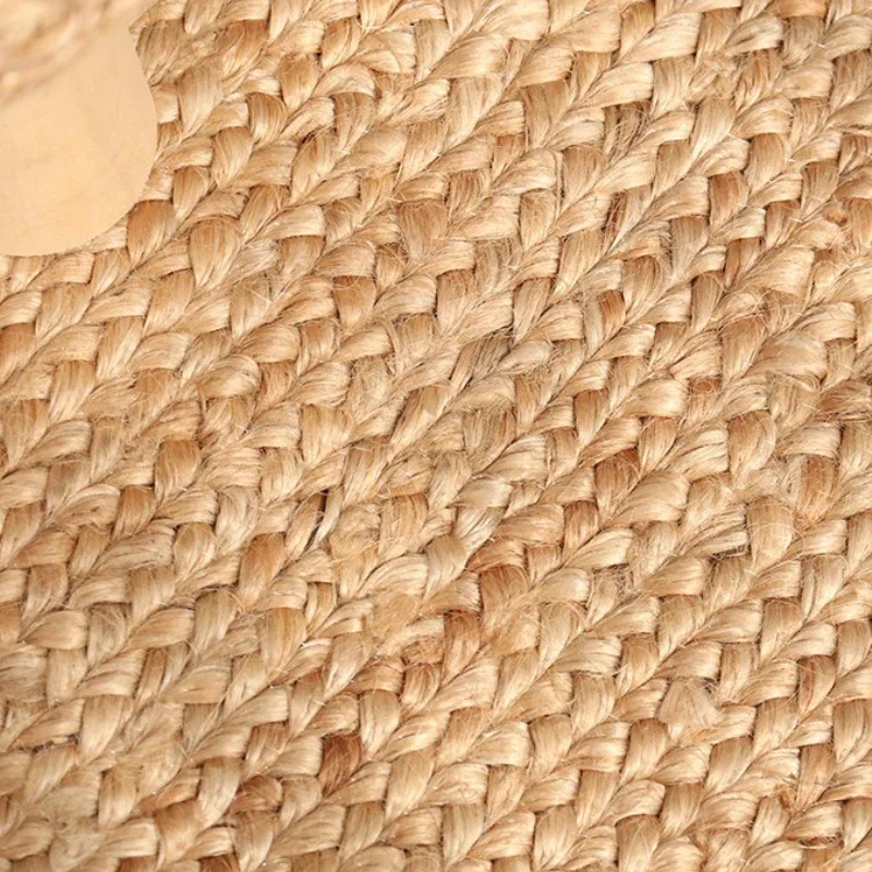 Carpet for Living Room Natural Pure Jute Hand-woven Glue-free Entrance Mat Wabi-sabi Style Double-sided Bedroom Rug Ковер Tapis