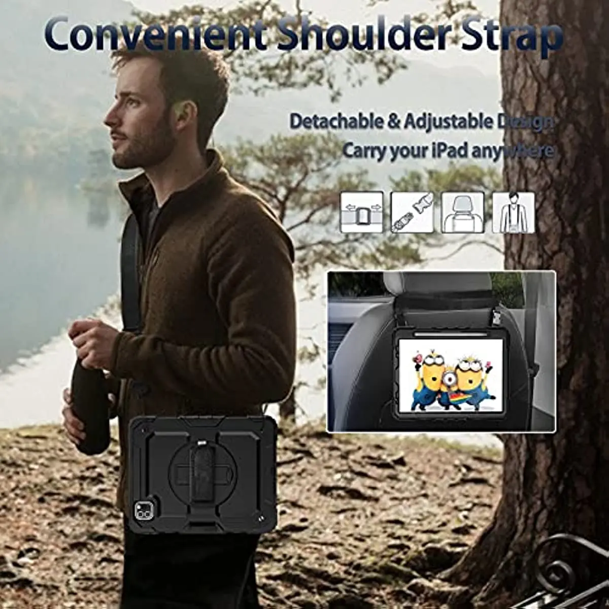 Capa à Prova de Choque Kickstand para Ipad Pro Ipad Pro 11 12.9 m2 2023 2023 2023 Ipad 12.9 Pro Pet Screen Protector Alça de Ombro - Imagem 6
