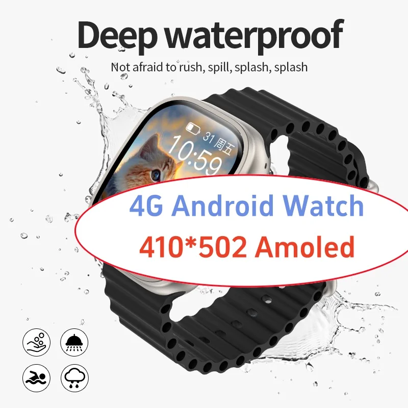 JC02 S9 울트라 4G 안드로이드 스마트워치, 티타늄 합금, 2.2 인치 AMOLED 스크린, 카메라 심, 와이파이, GPS 스마트워치, 구글 플레이 스토어