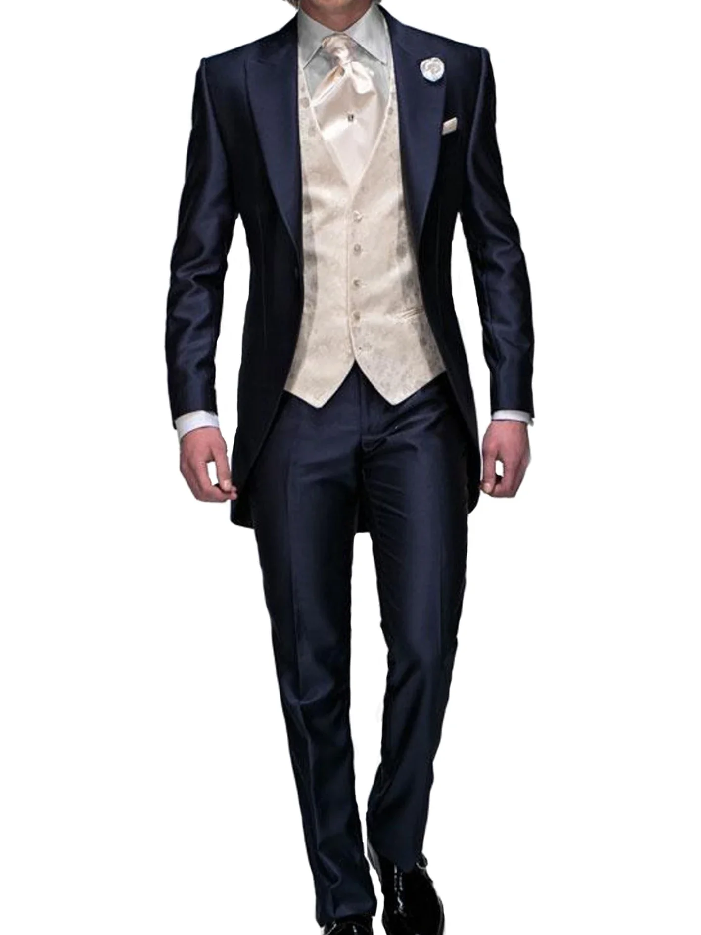 Custom Groom Tuxedos Formal Wear Wedding Suits Groomsman/Bridegroom Best Man Wholesale ( Jacket+Pants+Vest ) Fit Suit