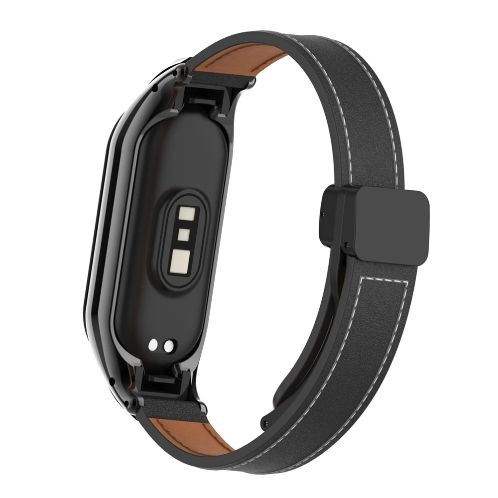 Premium Leather Magnetic Buckle Wristband for Smartwatch - Elegant Watchband Bracelet Accessory