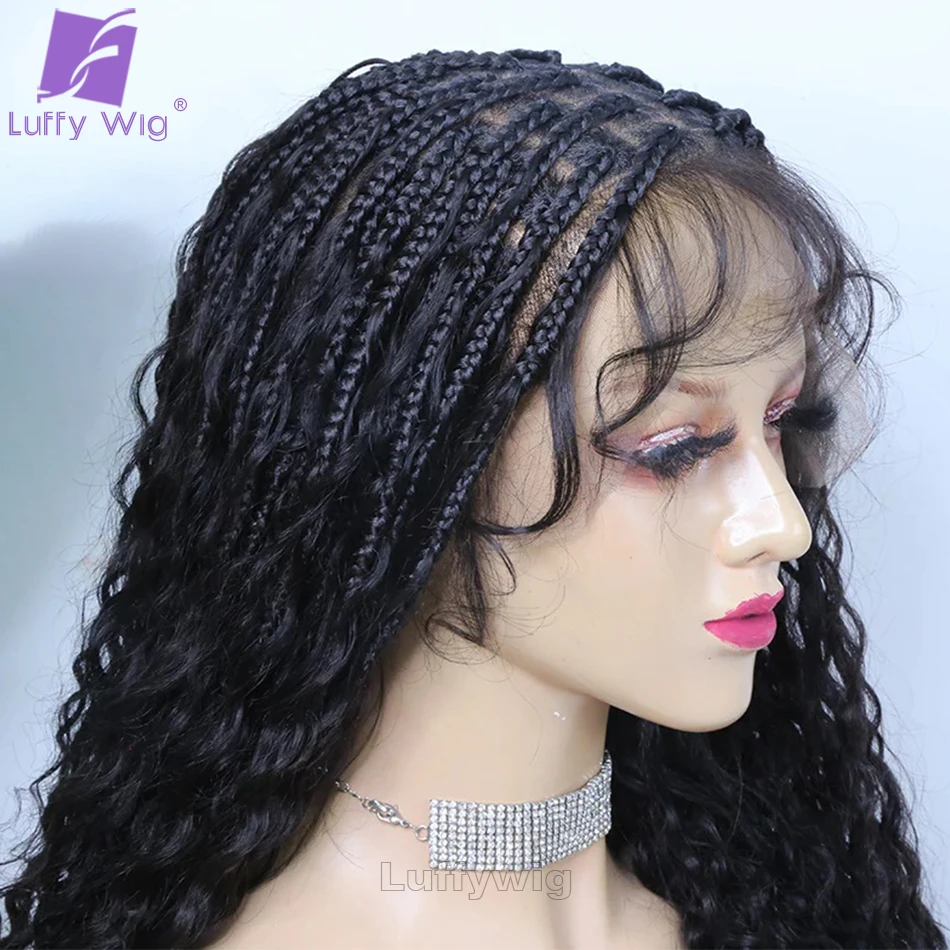 

High Density Full Hd Lace Braided Wig Human Hair Glueless Knotless Boho Box Braids Wig Preplucked with Baby Hair for Black Women