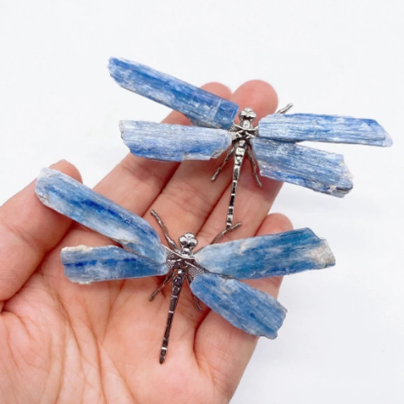 Kyanite 잠자리 입상 크리스탈 스톤 공예, 나비 미네랄 홈 데코