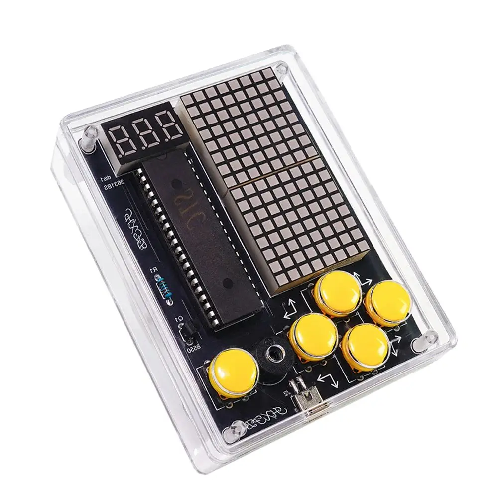 DIY verbesserte Pixel Spielkonsole elektronische Kit rote LED Dot Matrix digitale Röhre Display Löten Praxis Kit einstellbar USB 5V