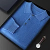 Men Knitwear Australian Wool Pullover Cashmere Sweater Polo Collar Thick Style Long Sleeve Warmth Basic Business Clothing Tops 1