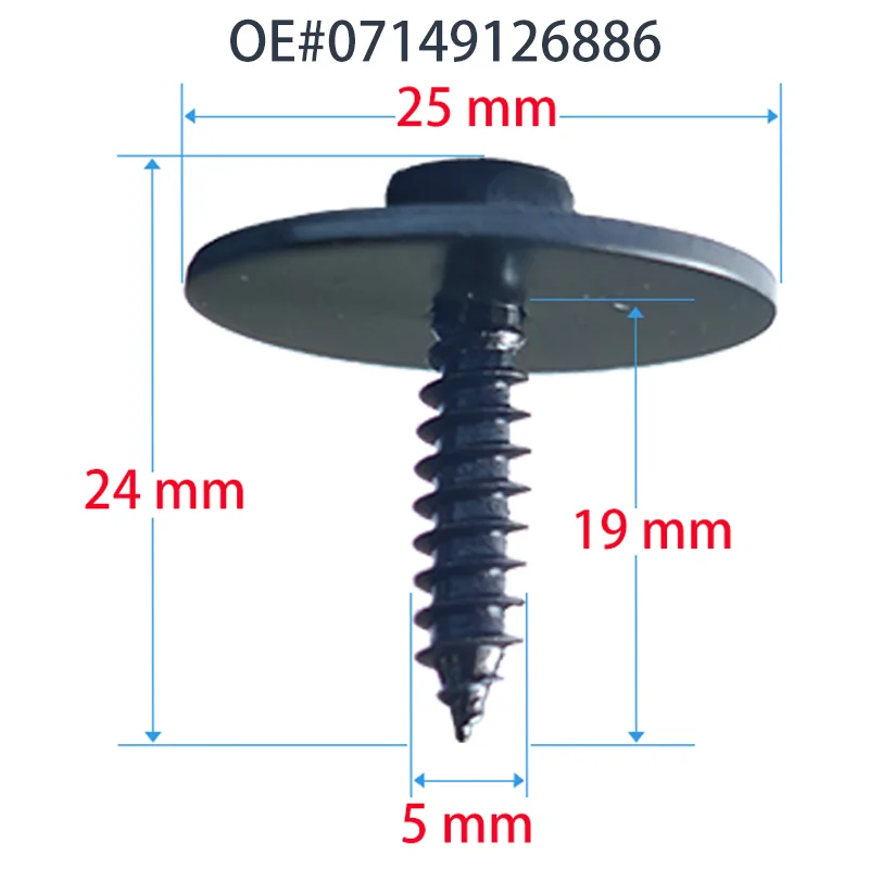 20 Stück 07149126886 Schraube 5,0 x 19 mm für BMW Mini Stoßstangenabdeckung Kotflügelverkleidung Spritzschutzblech Kühlerträger Sechskantschraube – Detail 2