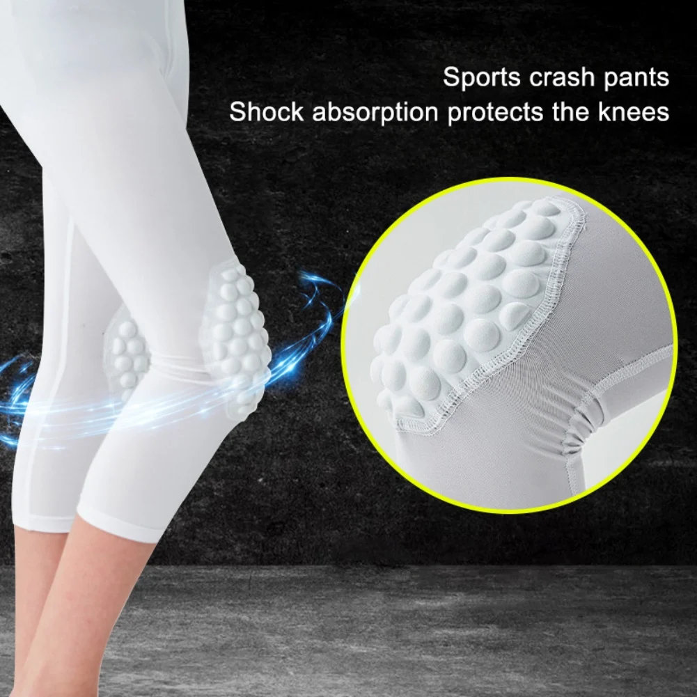 Kinder Sport Anti-Botsing Broek Veiligheid Anti-Botsing Basketbal 3/4 Leggings Honingraat Knie Pad Crash Broek