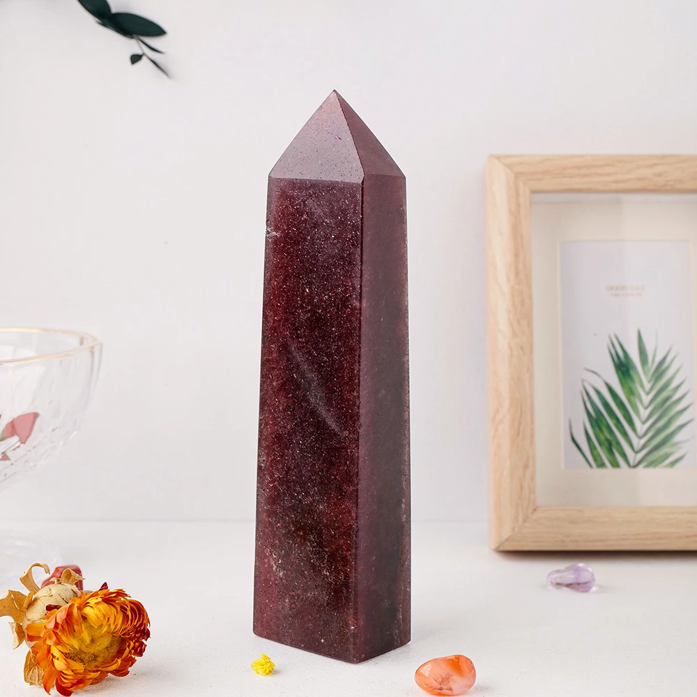 Wholesale Natural Healing Stone Strawberry Quartz Big Size Crystal Point Magic Wand 1kg 1-3pcs